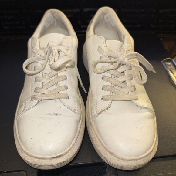 Time and Tru Sneakers Women's size 8 US Classic Court Casual White Gold - Picture 6 of 13